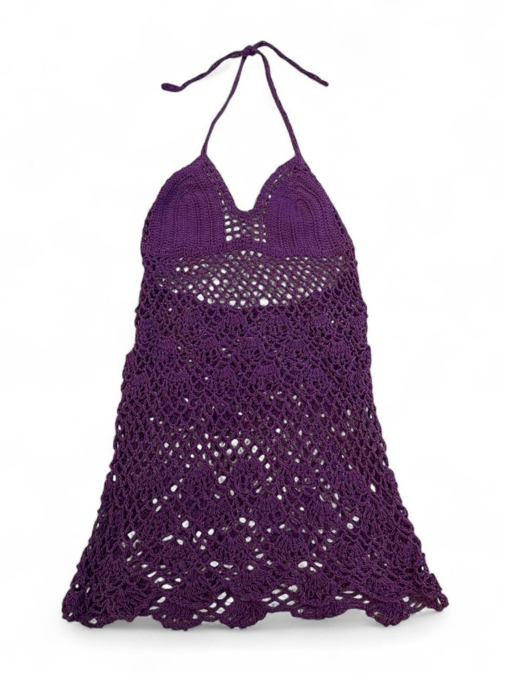 Purple Crotchet Bikini Cover Up Dress